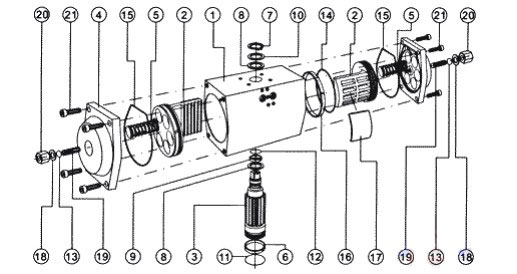GT型活塞式气动执行器解剖图及零配件